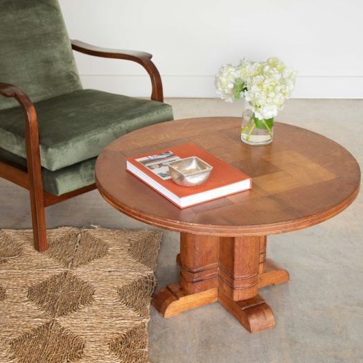 French Oak Coffee Table by Charles Dudouyt