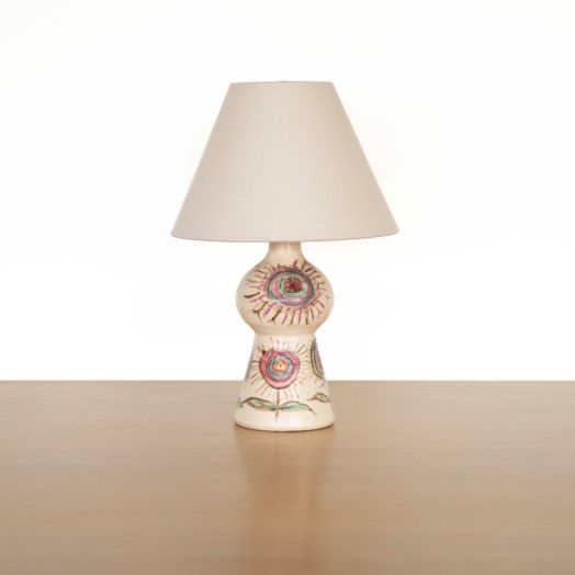 French Ceramic Painted Flower Lamp