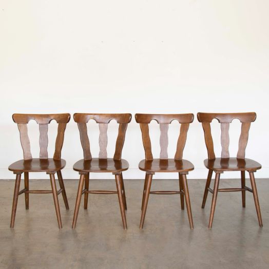 French Wood Brutalist Chairs