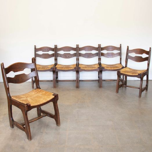 French Oak Dining Chairs by Guillerme & Chambron