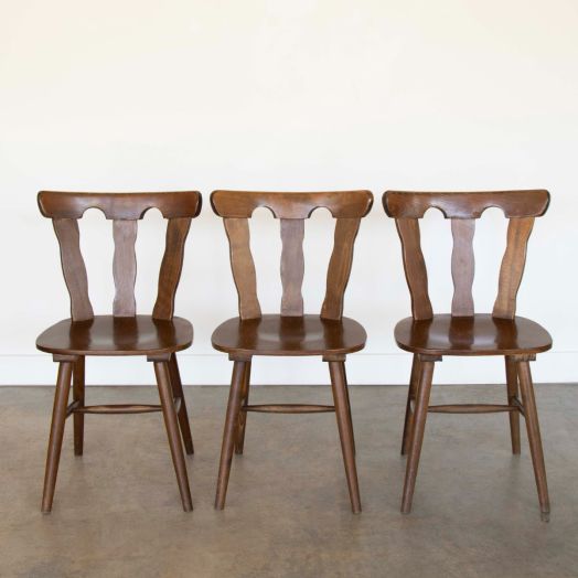 French Wood Brutalist Chairs