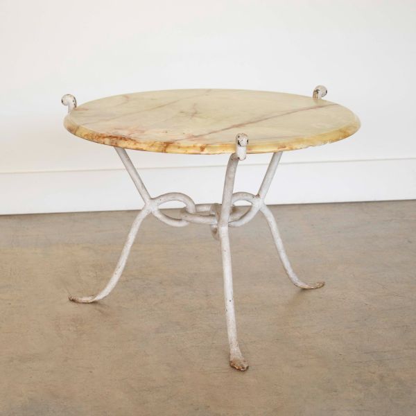 French Wrought Iron and Onyx Table attributed to René Drouet
