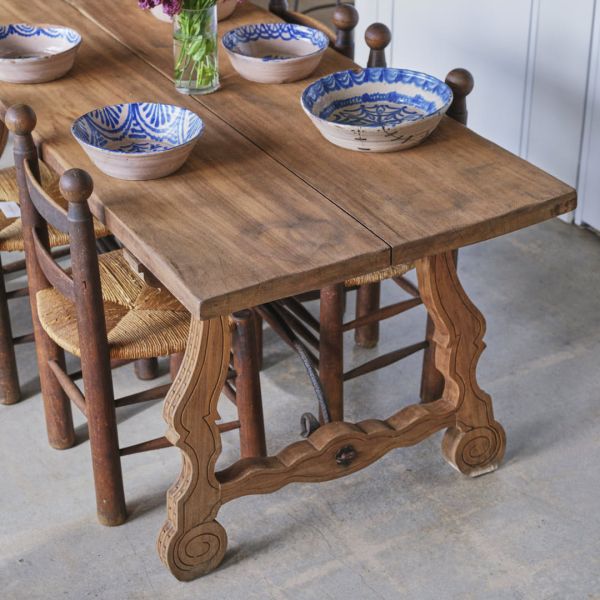 19th Century Spanish Wood Trestle Table