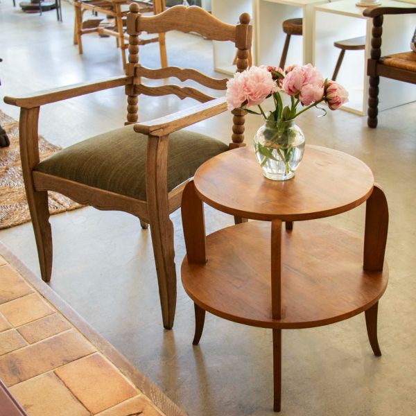 French Oak Art Deco Gueridon Table